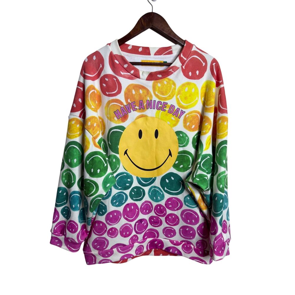 FARM Rio x Smiley Rainbow Dopamine Happy Face Graphic Sweatshirt M